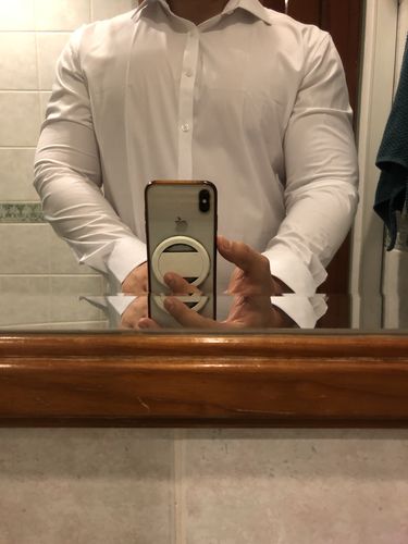 Customer photo review of Performance Bamboo Dress Shirt - White