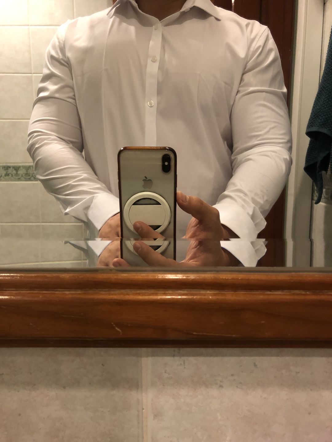 Customer photo review of Performance Bamboo Dress Shirt - White