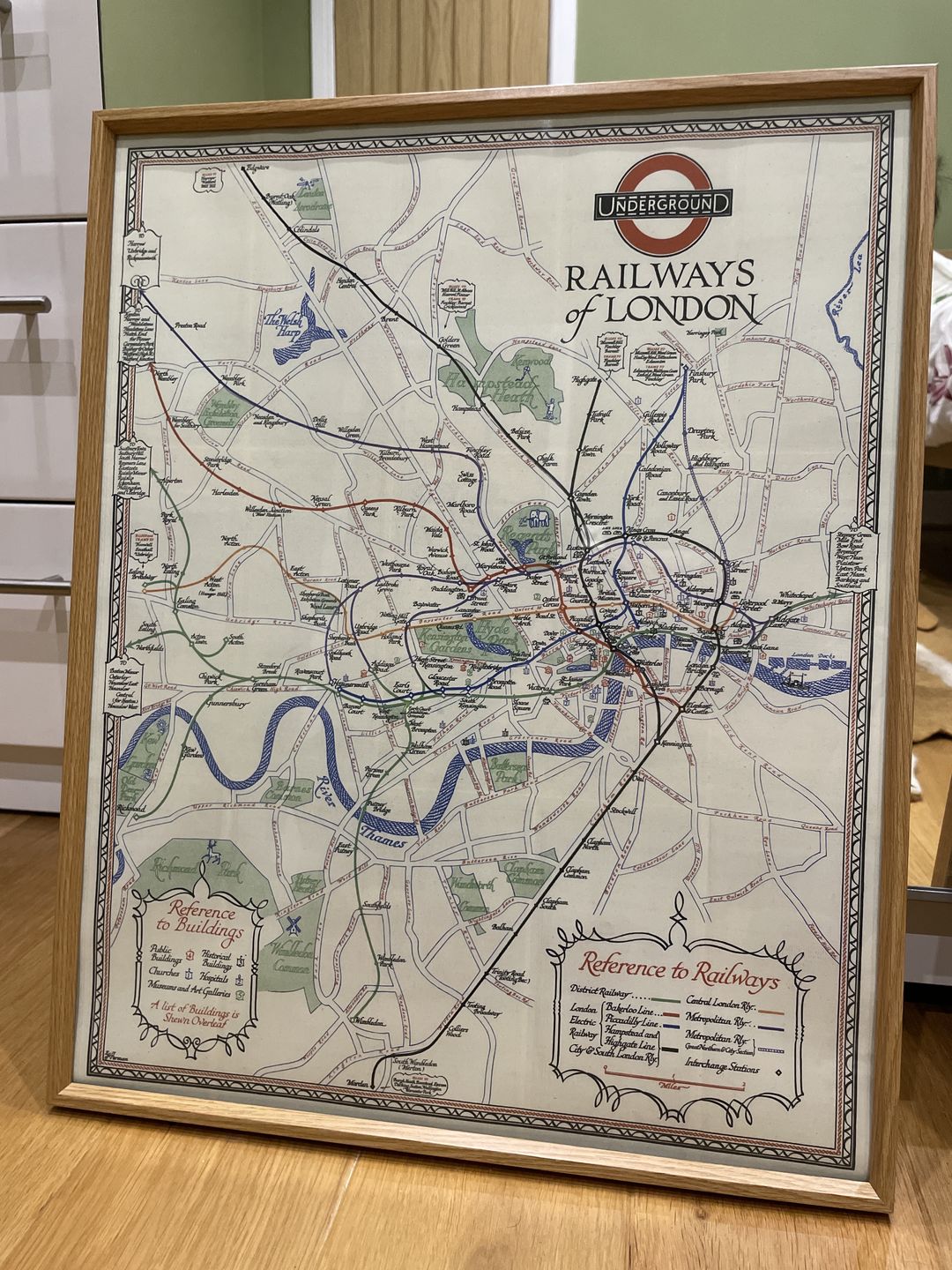 Customer photo review of Rare Old London Underground Tube Map, 1928 - Covent Garden, Piccadilly Circus, Central & District Line