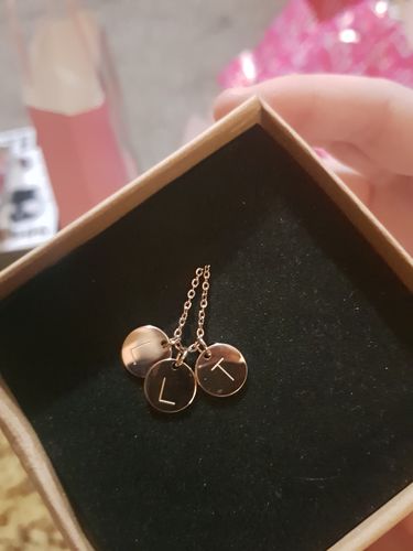 Customer photo review of AC Initial Charm Necklace