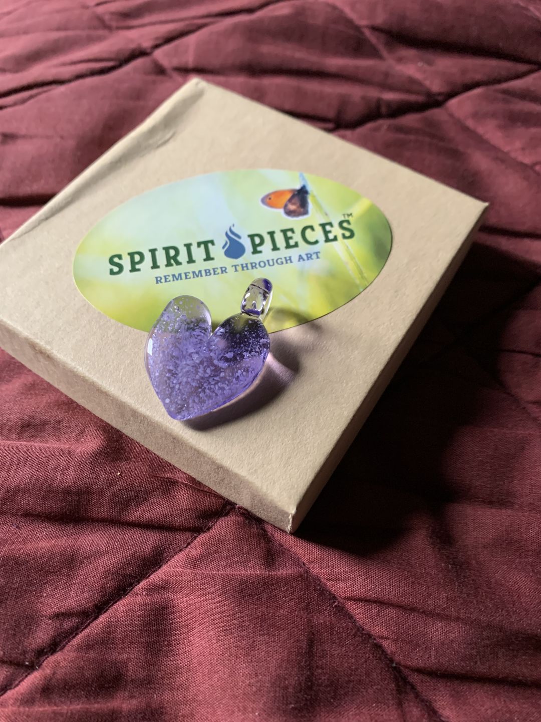 Customer photo review of Translucent Heart Pendant with Cremation Ashes