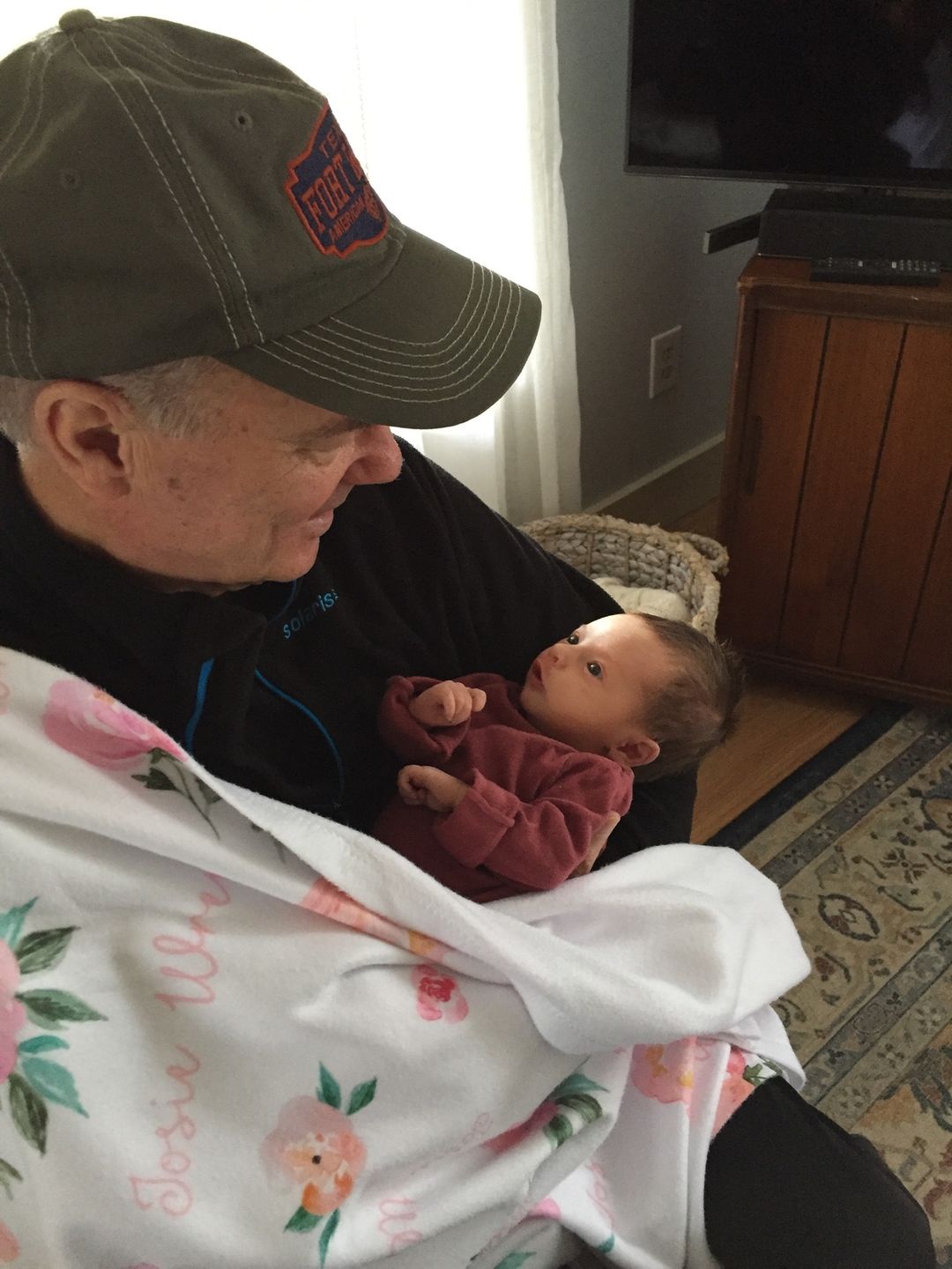 Customer photo review of Personalized Baby Girl Name Blanket, Light coral and pink floral