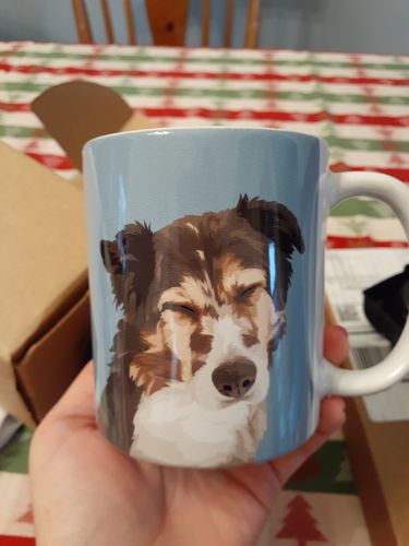 Customer photo review of Premium Pet Portrait Mug