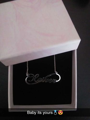 Customer photo review of Custom Women's Infinity Script Necklace