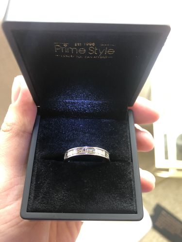 Customer photo review of 2.50 CT Emerald Cut Natural Diamonds - Eternity Rings