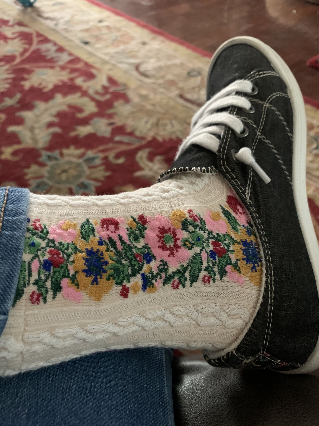 Customer photo review of Retro Floral Jacquard Socks