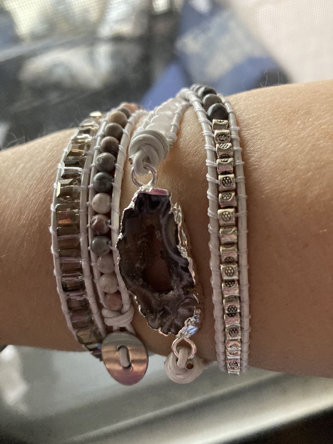 Customer photo review of Magical White Labradorite & Druzy Bracelet