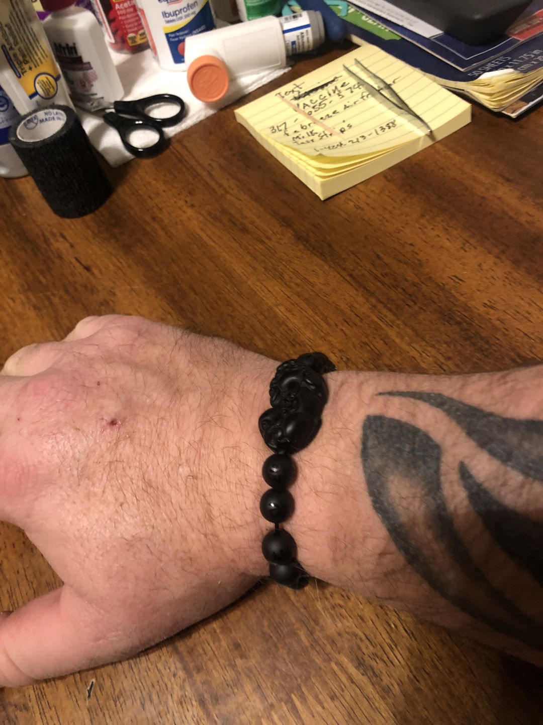 Customer photo review of 6 Words Pixiu Wealth Mantra Obsidian Bracelet