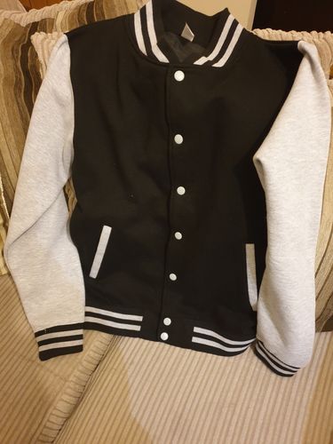 Customer photo review of Mens Varsity Jacket - Black/Grey