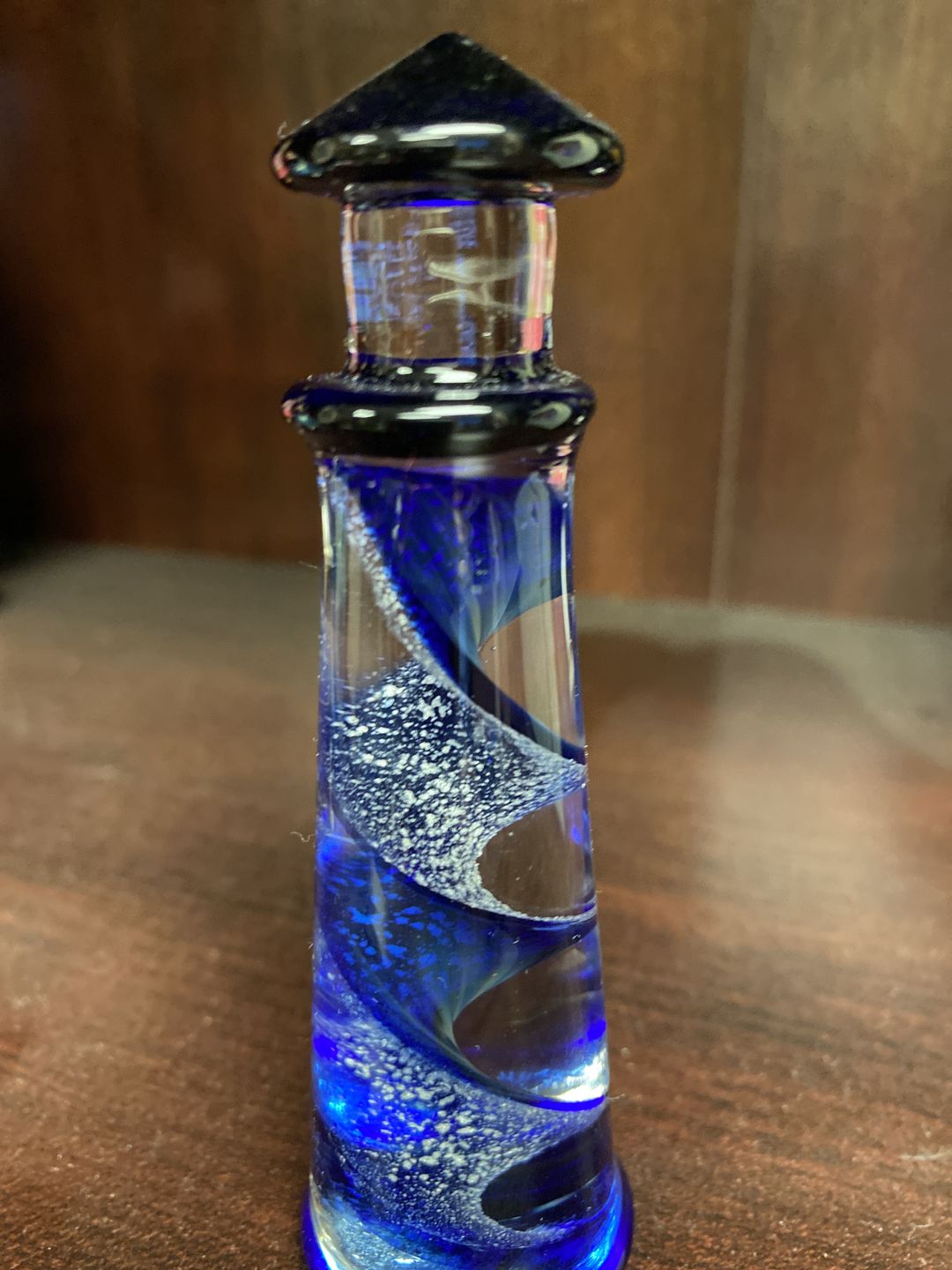 Customer photo review of Memorial Glass Lighthouse with Cremation Ashes