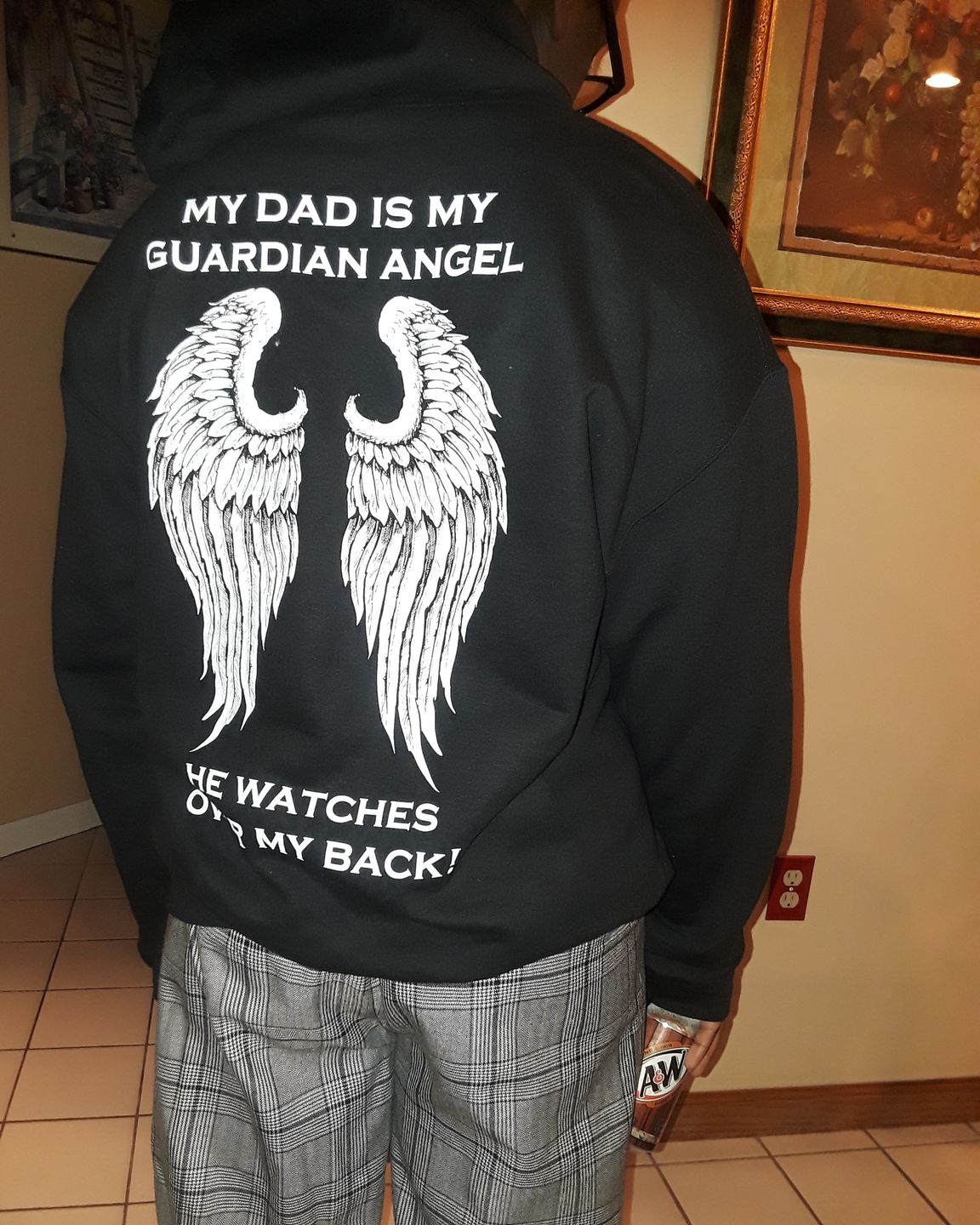 Customer photo review of My Dad Is My Guardian Angel Hoodie