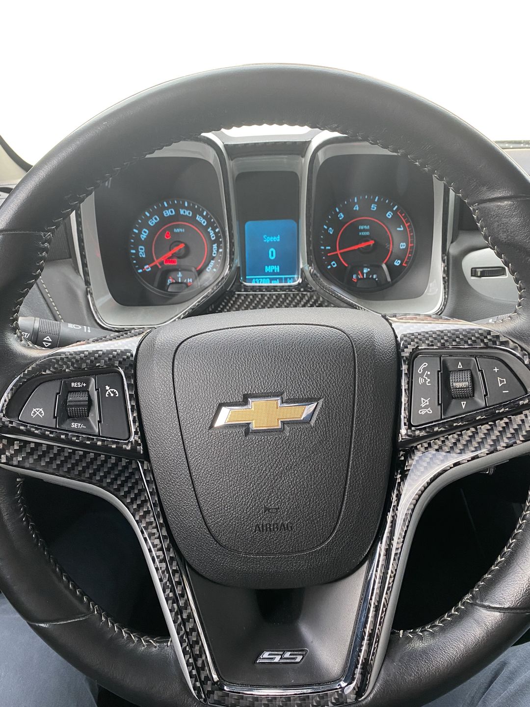 Customer photo review of Carbon Fiber Steering Wheel Overlay for Chevrolet Camaro 2013-2015