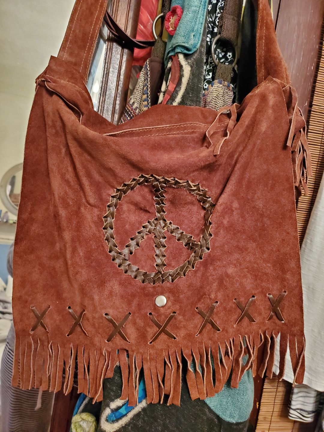 Customer photo review of Peace Fringe Leather Shoulder Bag