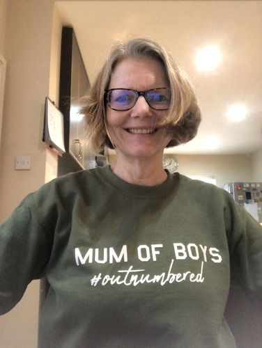 Customer photo review of Mum of Boys Hashtag Outnumbered Sweatshirt (MRK X)