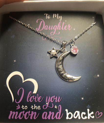Customer photo review of I Love you to the Moon & Back Necklace (Daughter)