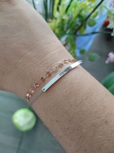 Customer photo review of DAINTY ENGRAVABLE BAR BRACELET