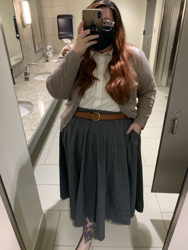 Customer photo review of Vintage 1950s Wool Maxi skirt 1641#