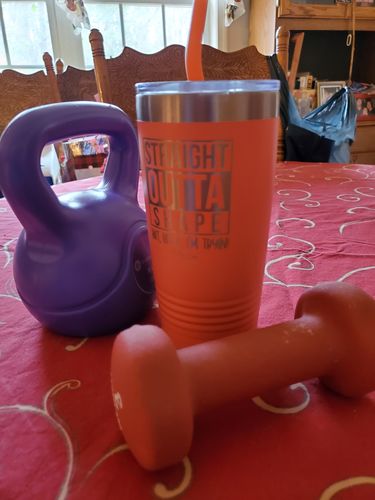 Customer photo review of Straight Outta Shape Laser Etched Tumbler