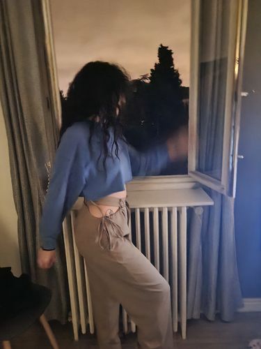 Customer photo review of High waisted hollow out pant