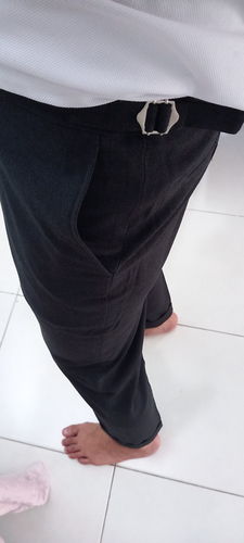 Customer photo review of Trousers With Side Adjusters - Dark Grey Plain Cuffed (Stretchable)