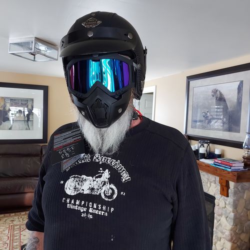 Customer photo review of Premium Leather Helmet 3/4