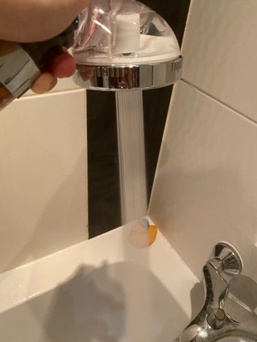 Customer photo review of Crystal Shower - Ionic Filtration Shower Head