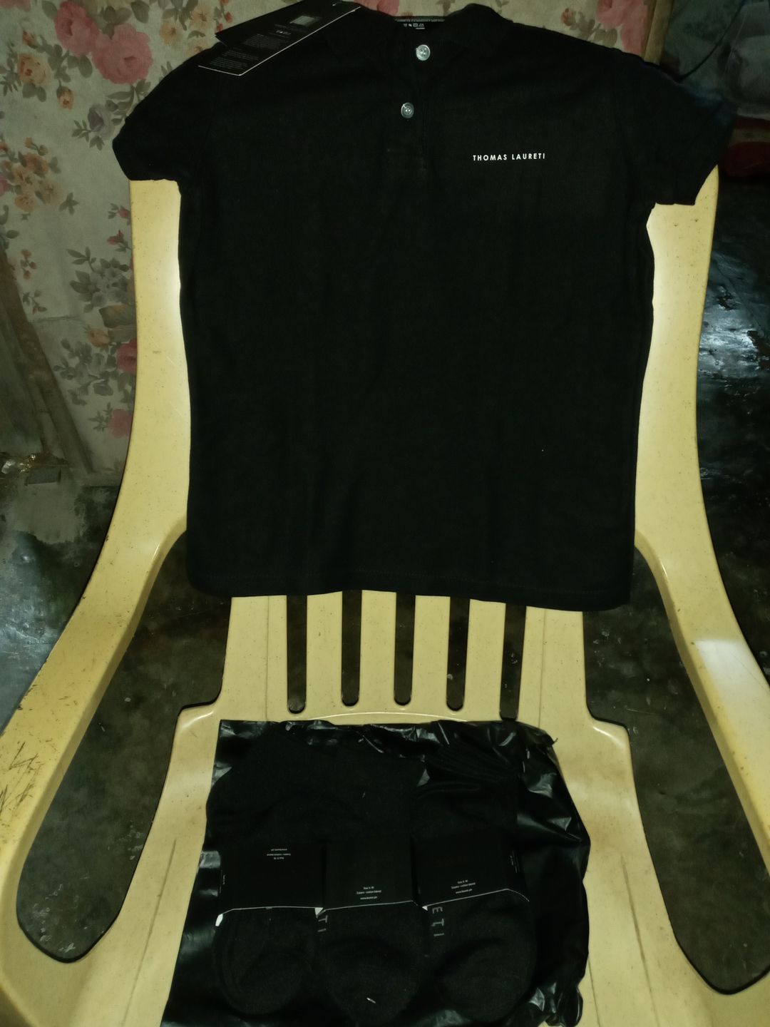 Customer photo review of Men's Thomas Laureti Black Polo Shirt