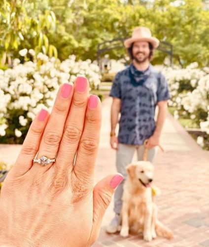 Customer photo review of Salt and Pepper champagne Diamond Engagement Ring