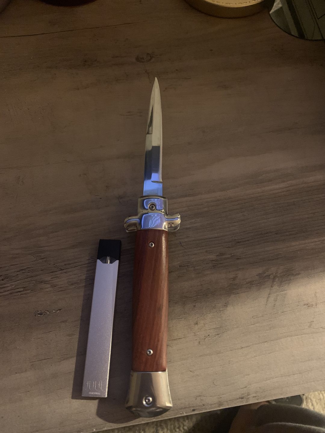 Customer photo review of VT Don Italian Stiletto OTF (Wood)