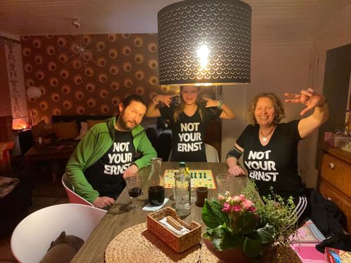 Customer photo review of Not Your Ernst - Words on Shirt  - V-Neck Damenshirt