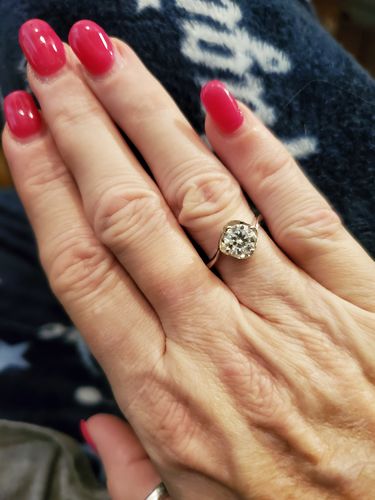 Customer photo review of Moissanite flower bud sterling silver wedding ring