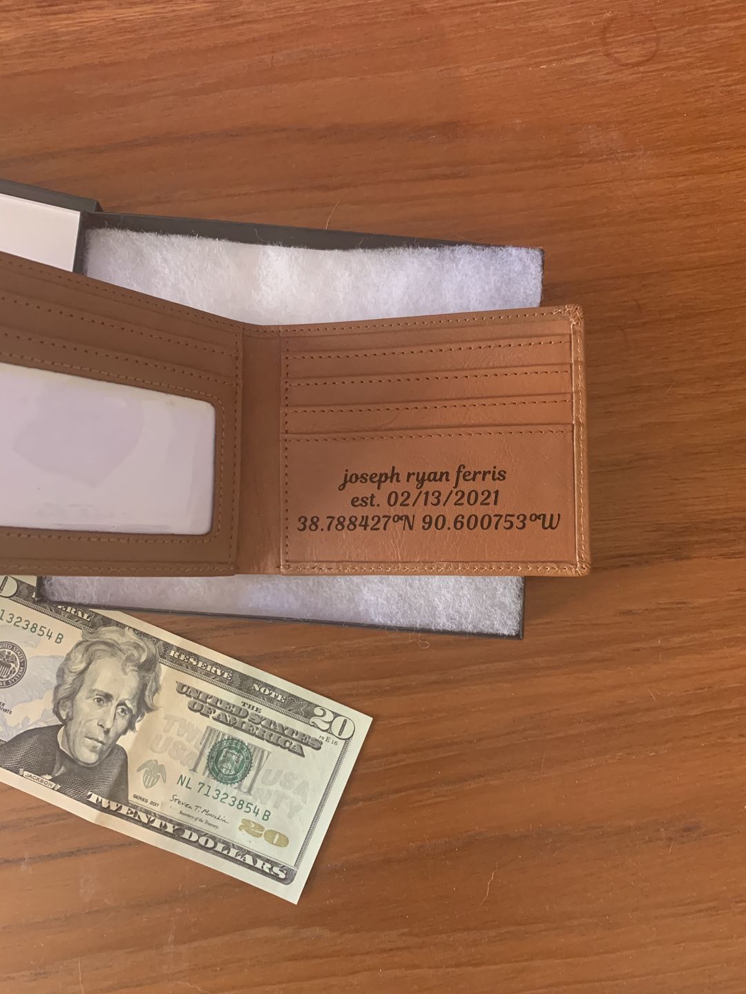 Customer photo review of Personalized Leather Wallet with Monogram or Handwriting