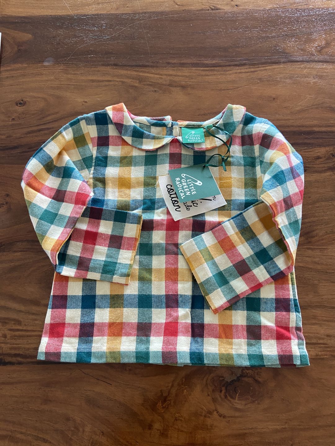 Customer photo review of Autumn Rainbow Check Classic Blouse
