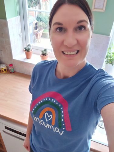 Customer photo review of Mama Rainbow Heart T-Shirt (MRK X)