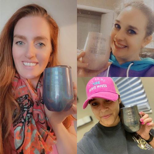 Customer photo review of Apparently Trouble When We're Together Laser Etched Tumbler