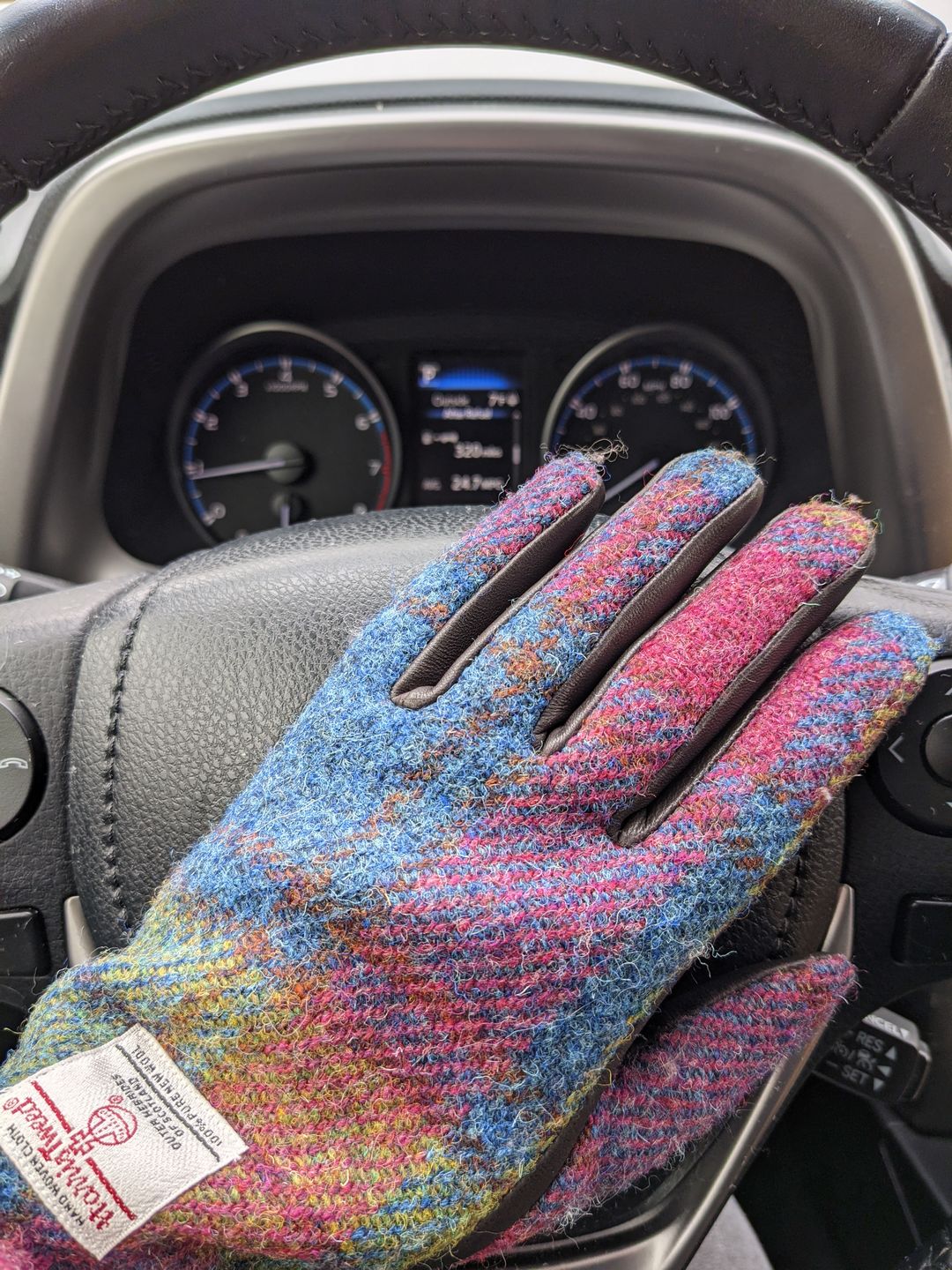 Customer photo review of Womens Harris Tweed and Superior Brown Leather Gloves - Boxed - LB3011