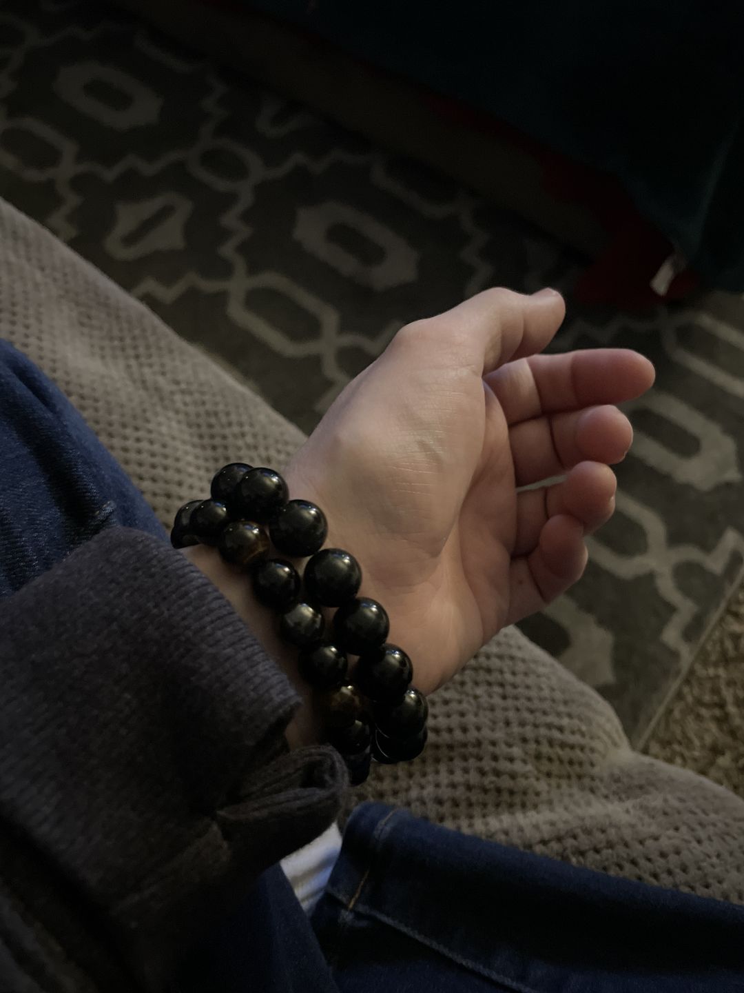 Customer photo review of Anti-stress Rainbow Obsidian Bracelet