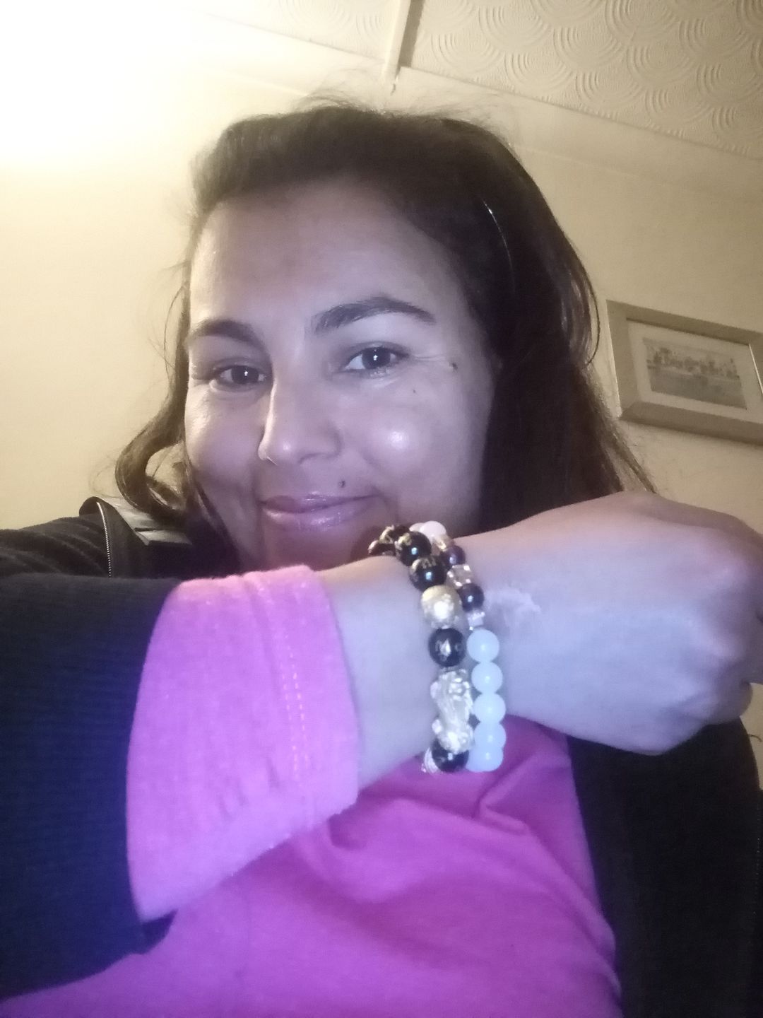 Customer photo review of Natural White Chalcedony Positivity Bracelet