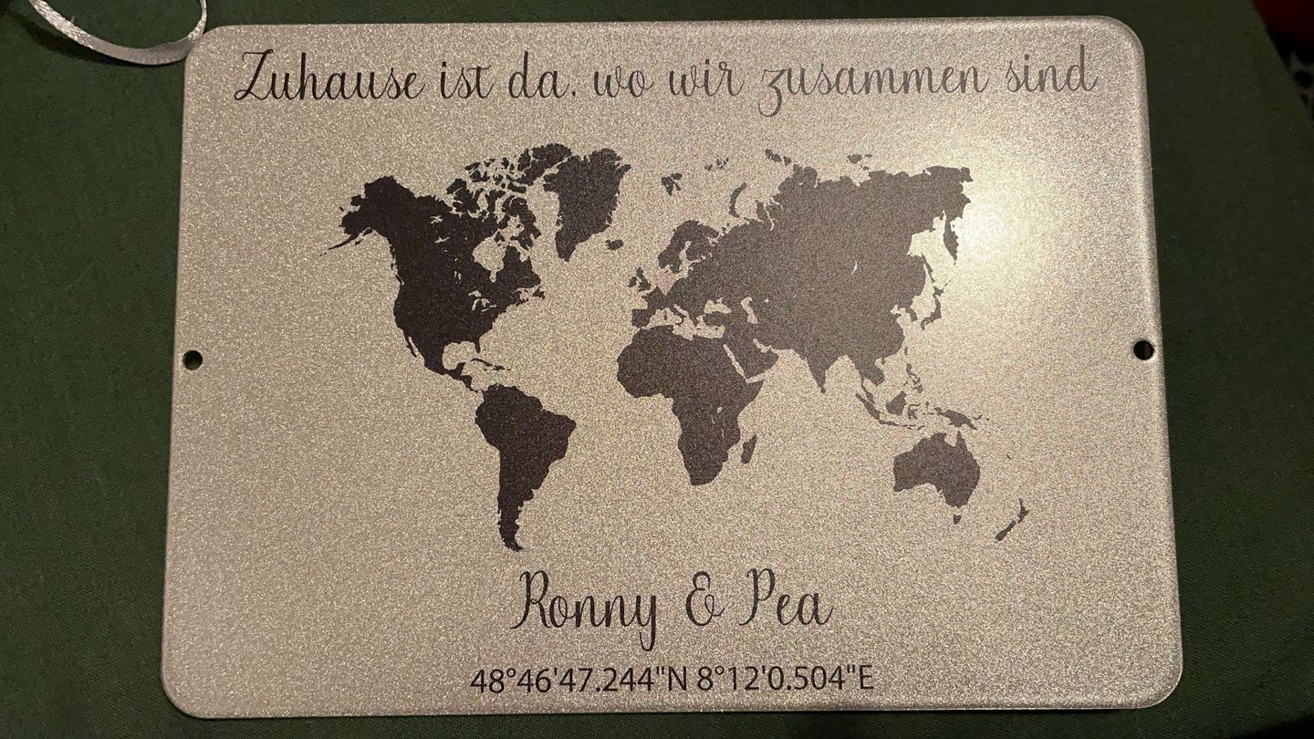 Customer photo review of Geschenk Weltkarte mit Koordinaten - personalisiert
