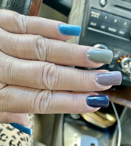 Customer photo review of GHDip Dip Powder Nail Kit G6406(Shimmer Blue&Black Color)