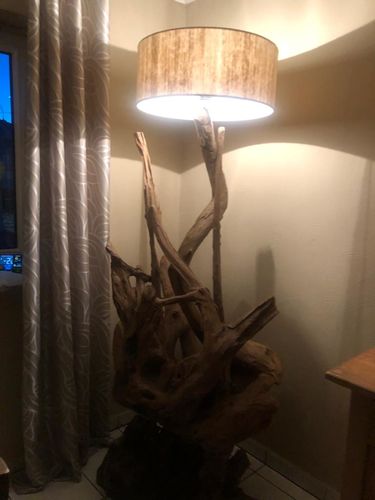 Customer photo review of Standlampe Teak Wurzel RIAZ  | inkl. Lampenschirm