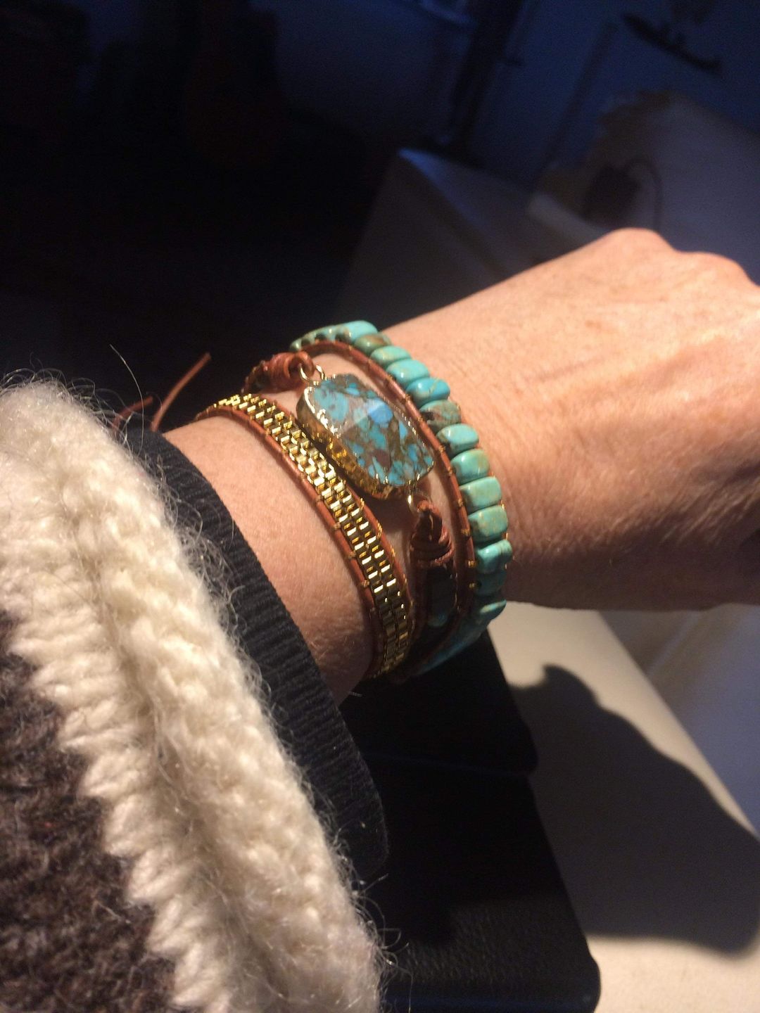 Customer photo review of Turquoise & Jasper Healing Wrap Bracelet