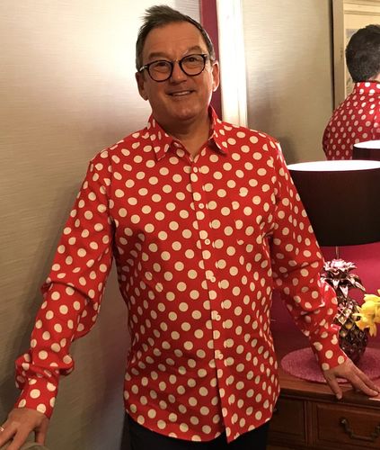 Customer photo review of Men's Polka Dots Pocket Cotton Long Sleeve Shirt