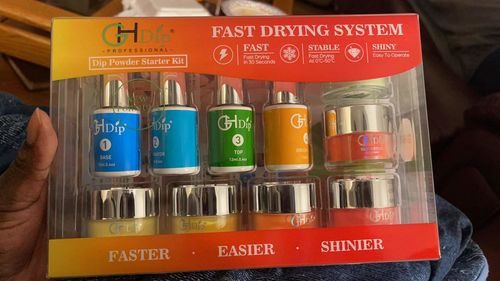 Customer photo review of Neon Color Dip Powder Nail Kit G648 (6X0.6oz) Green/Yellow/Orange Color