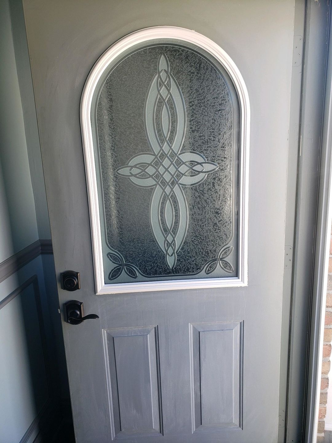 Customer photo review of Round Top 24" x 38" Frame Kit for 1" Glass