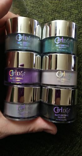 Customer photo review of Dip Powder Nail Kit G649 (6X0.6oz) Blue/Green/Purple Colors
