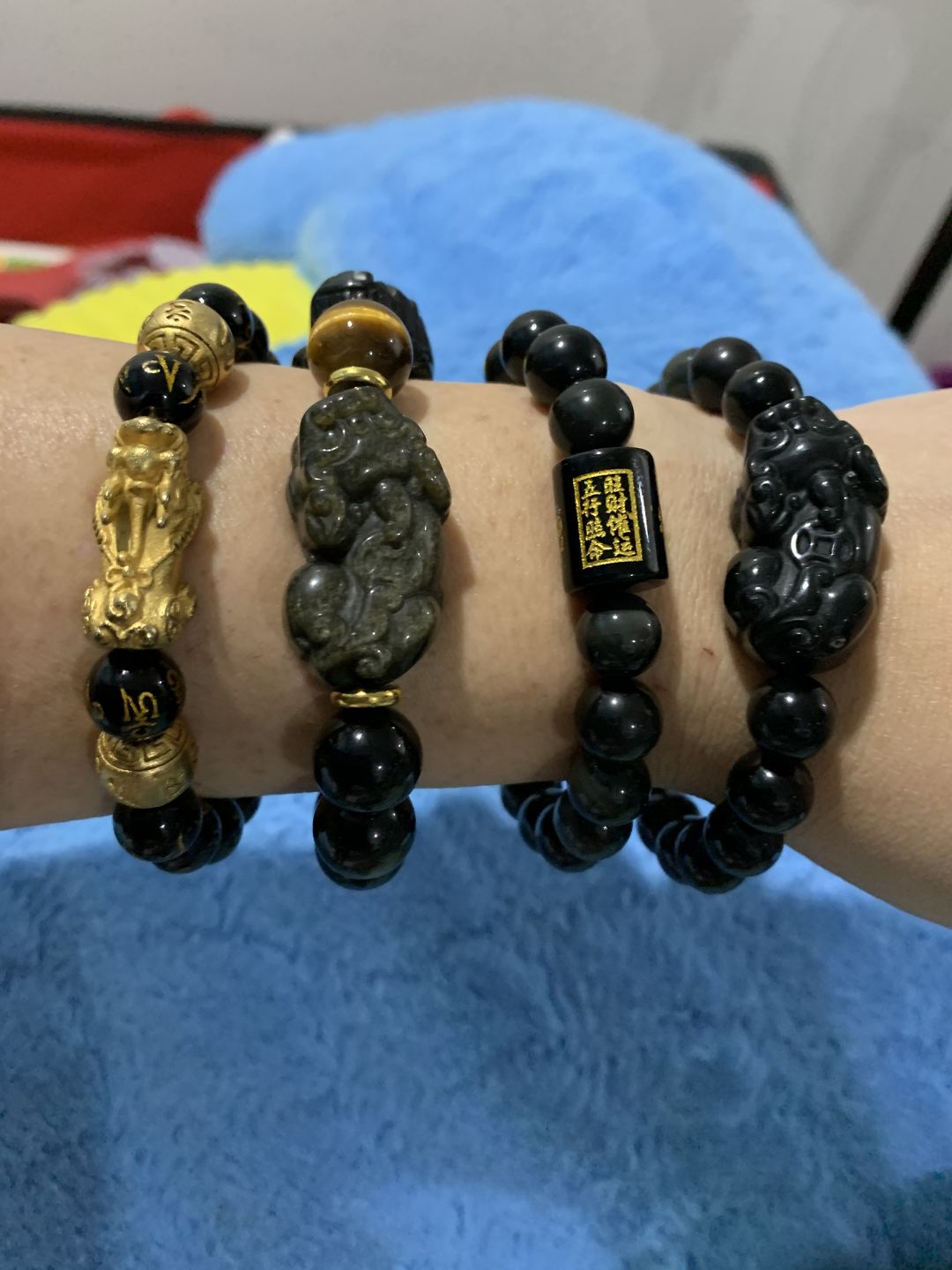 Customer photo review of Natural Gold Obsidian Double Pi Yao Wealth Bracelet
