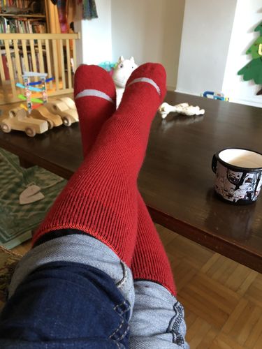 Customer photo review of J.B. Field's Icelandic "30 Below Over-the-Calf" Merino Wool Thermal Winter Socks