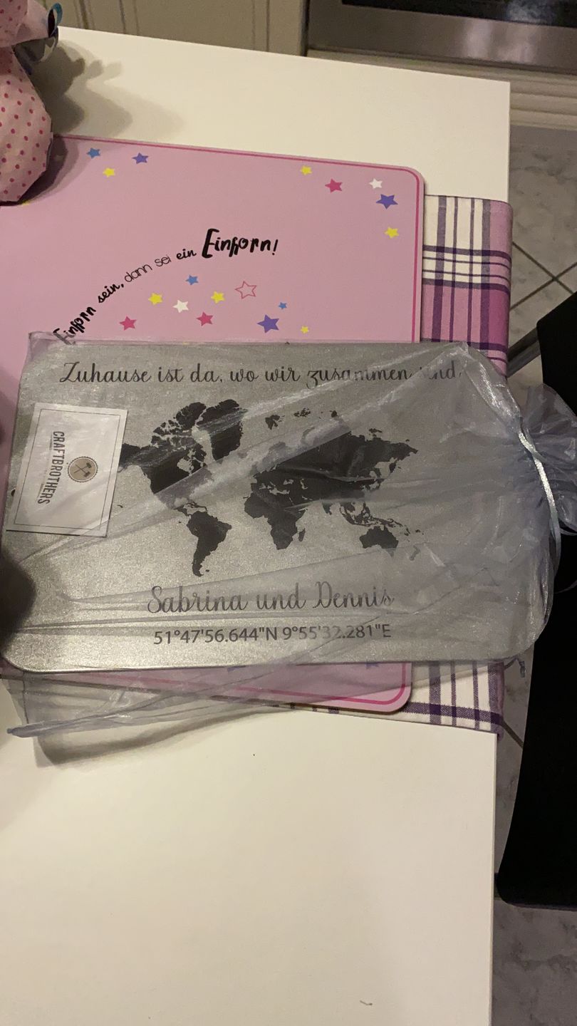 Customer photo review of Geschenk Weltkarte mit Koordinaten - personalisiert