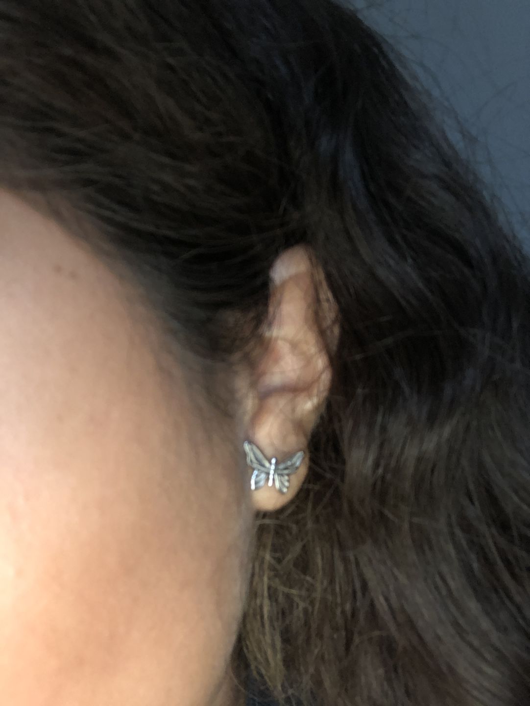 Customer photo review of HJ BUTTERFLY STUD EARRING
